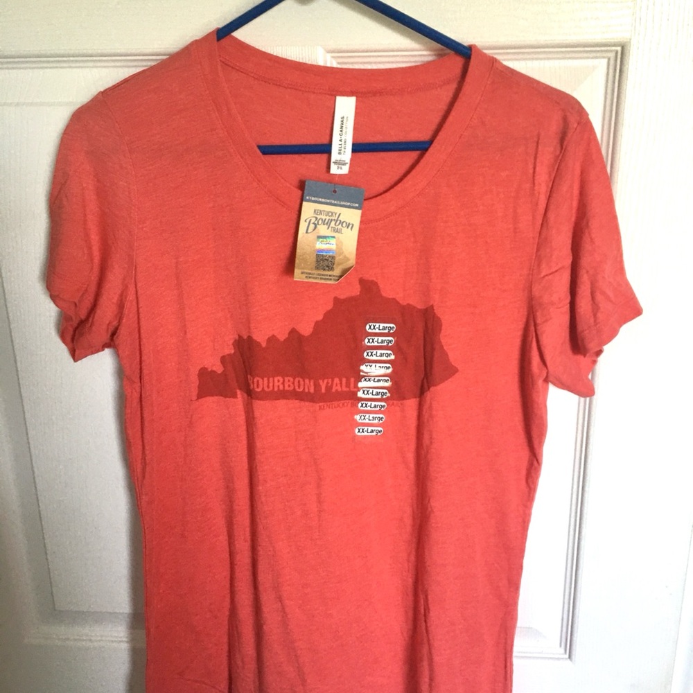 NEW w’ Tags Bourbon Y’All KY Bourbon Trail Red Tee Shirt, Size XXL